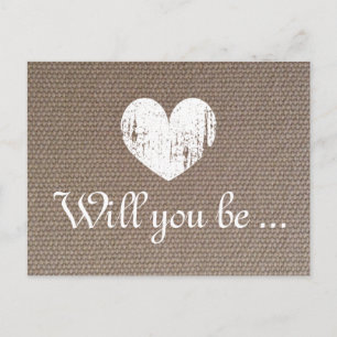 Burlap texture cards Will you be my bridesmaid
