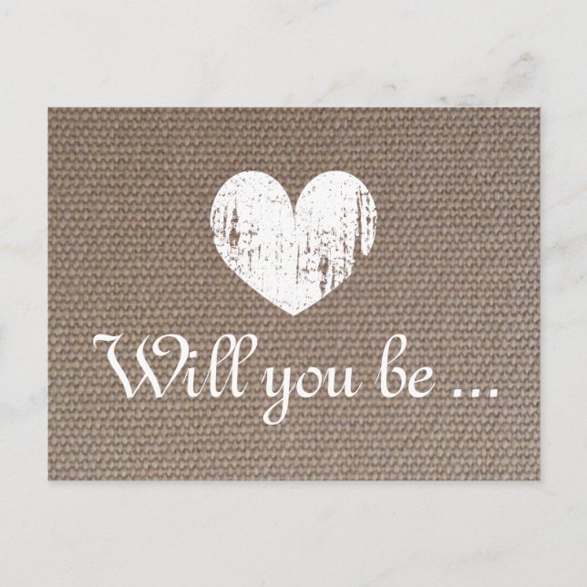 Burlap texture cards | Will you be my bridesmaid (Front)