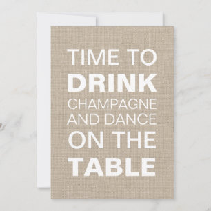 Burlap Typography Rehearsal Dinner Invitation