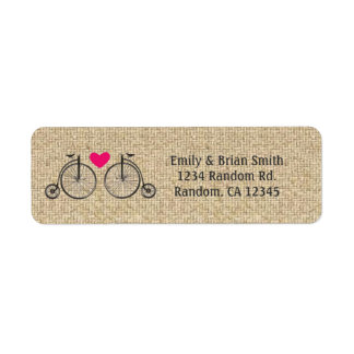 Burlap vintage bikes custom return address labels