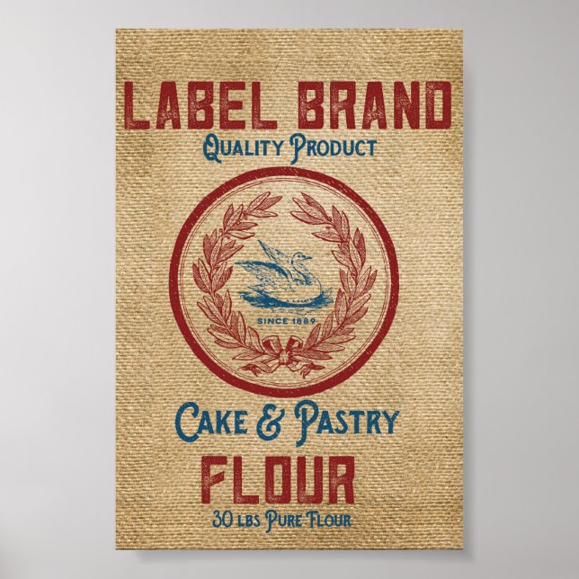 Burlap Vintage Cake Pastry Flour Sack Poster (Front)
