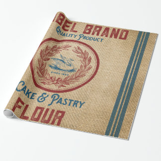 Burlap Vintage Cake Pastry Flour Sack Wrapping Paper