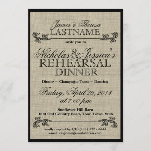 Burlap Vintage Rehearsal Dinner Invitation