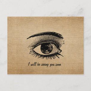 Burlap Vintage Seeing you Soon Eye Postcard
