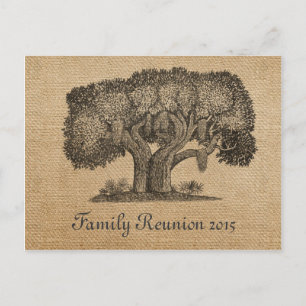 Burlap Vintage Tree Family Reunion Postcard