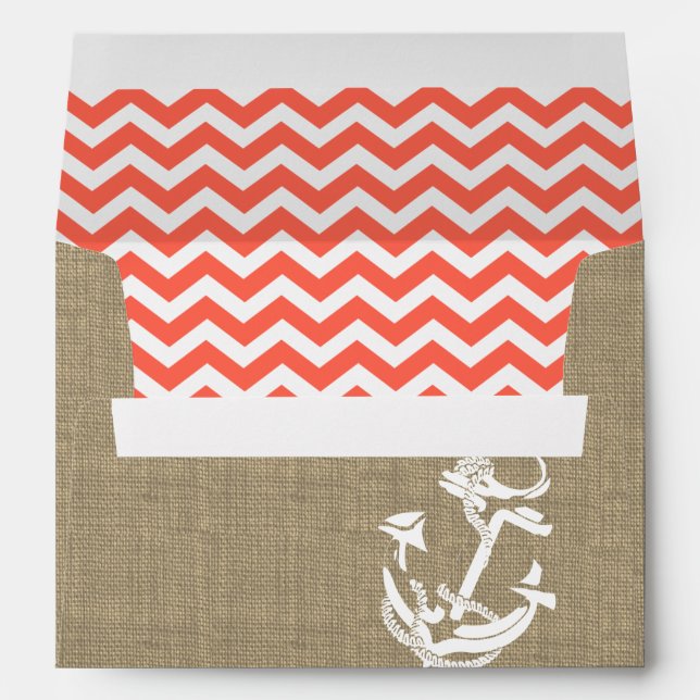 Burlap with Coral Zigzag and Anchor Envelopes (Back (Bottom))