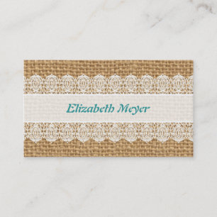 Burlap with Delicate Lace - Shabby Chic Business Card