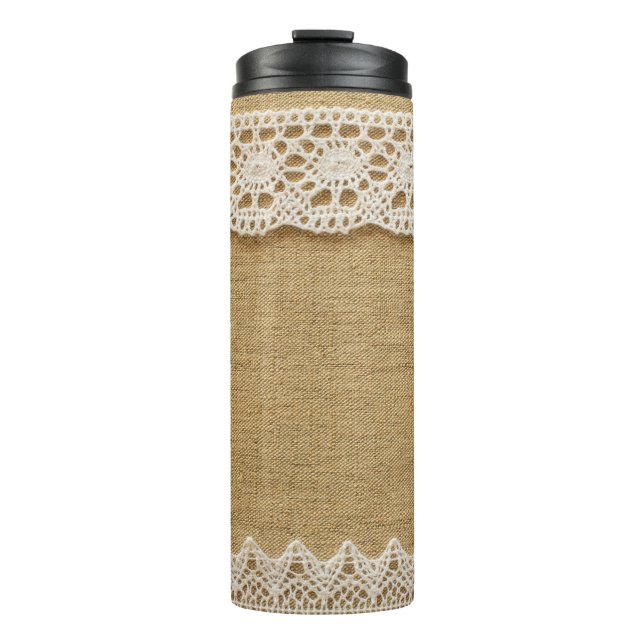 Burlap with lace thermal tumbler (Front)