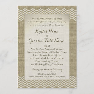 Burlap Zigzag Pattern Wedding Invitation
