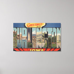 Burlington, Iowa - Large Letter Scenes 2 Canvas Print