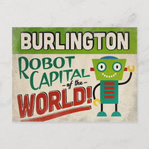 Burlington North Carolina Robot - Funny Vintage Postcard