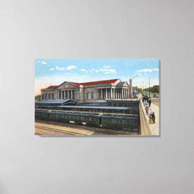 Burlington Railroad Station View Canvas Print (Front)