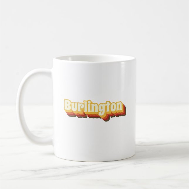 Burlington Retro Vintage Text Coffee Mug (Left)