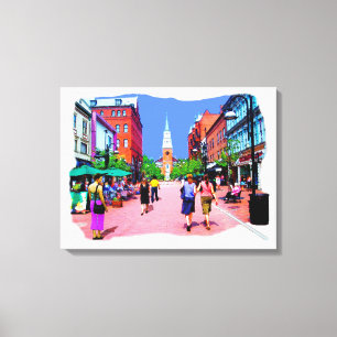 Burlington Vermont Church St Canvas Painting Print