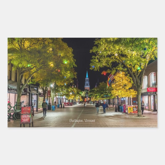 Burlington, Vermont cityscape photograph,  Rectangular Sticker (Front)