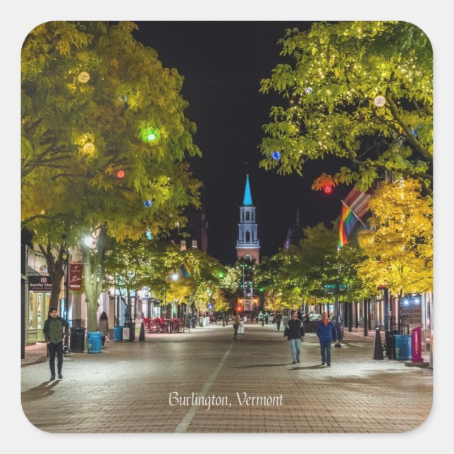 Burlington, Vermont cityscape photograph, Square Sticker (Front)