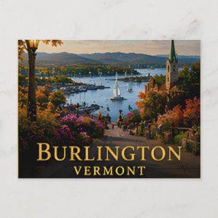 Burlington Vermont Lake Champlain & Green Mountain Postcard