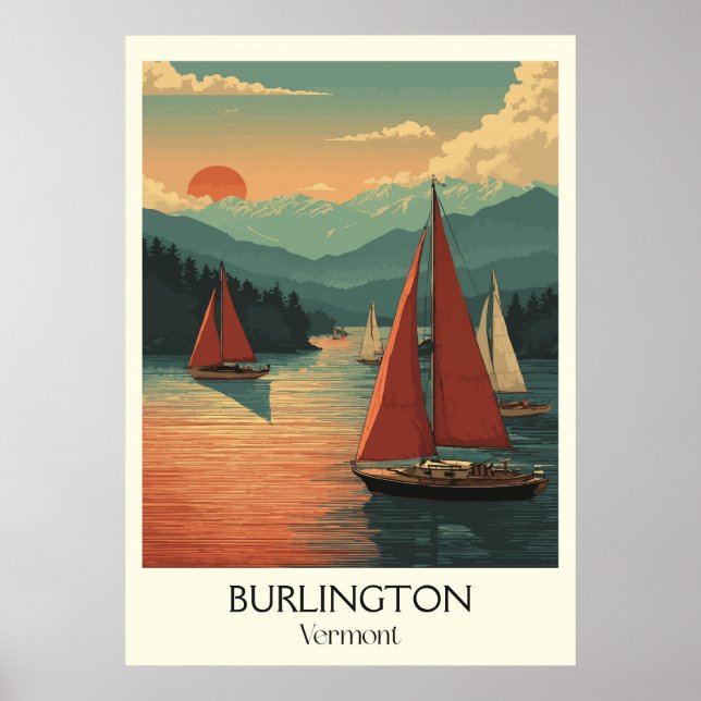 Burlington Vermont Lake Champlain Poster (Front)