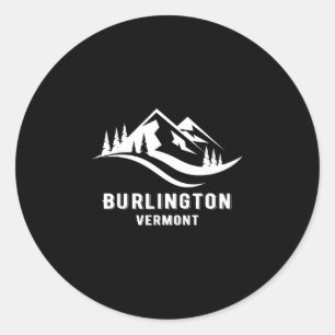 Burlington vermont mountains souvenir memorabilia classic round sticker