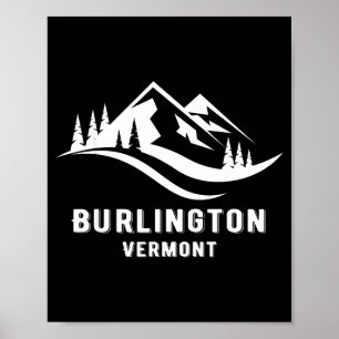 Burlington vermont mountains souvenir memorabilia poster