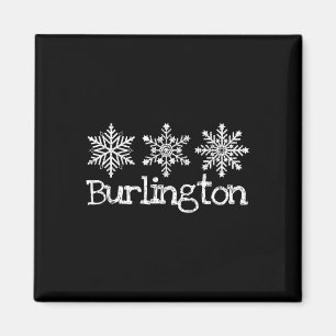Burlington Vermont Snowflakes Ski Skier Skiing Rus Magnet