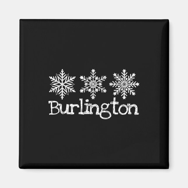 Burlington Vermont Snowflakes Ski Skier Skiing Rus Magnet (Front)