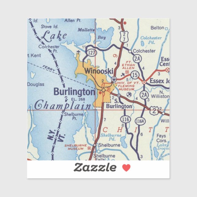 Burlington Vermont Vintage Map (Sheet)