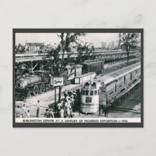 Burlington Zephyr Deco Train 1934 Vintage Postcard