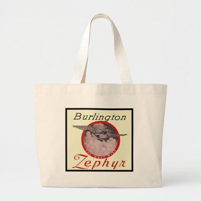 Burlington Zephyr Train Large Tote Bag (Front)