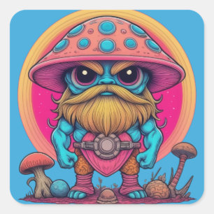 Burly Mountain Mushroom Square Sticker