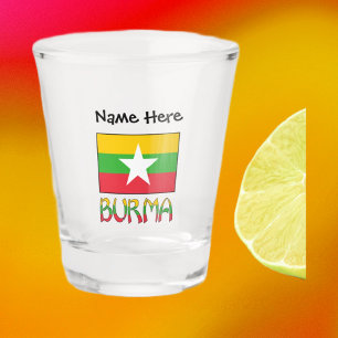 Burma and Myanmar Flag Personalised  Shot Glass