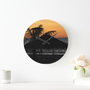 Burma beach sunset large clock