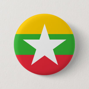 Burma Flag; Myanmar 6 Cm Round Badge