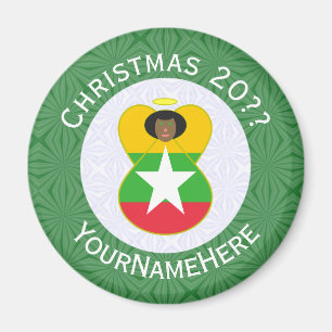 Burma Myanmar Flag Angel Christmas Personalised Magnet