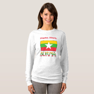 Burma Myanmar Flag Red Personalised Women's  T-Shirt