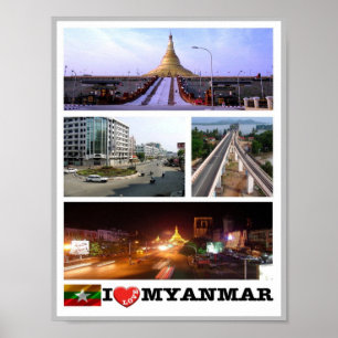 Burma - Myanmar - I Love - Poster
