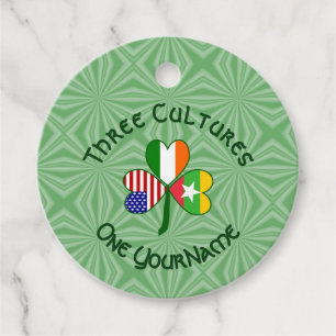 Burma Myanmar Irish USA Shamrock Flag Personalised Favour Tags