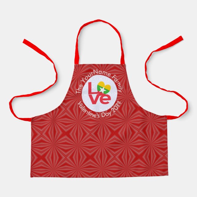 Burma Myanmar Red LOVE Flag Personalised  Apron (Front)