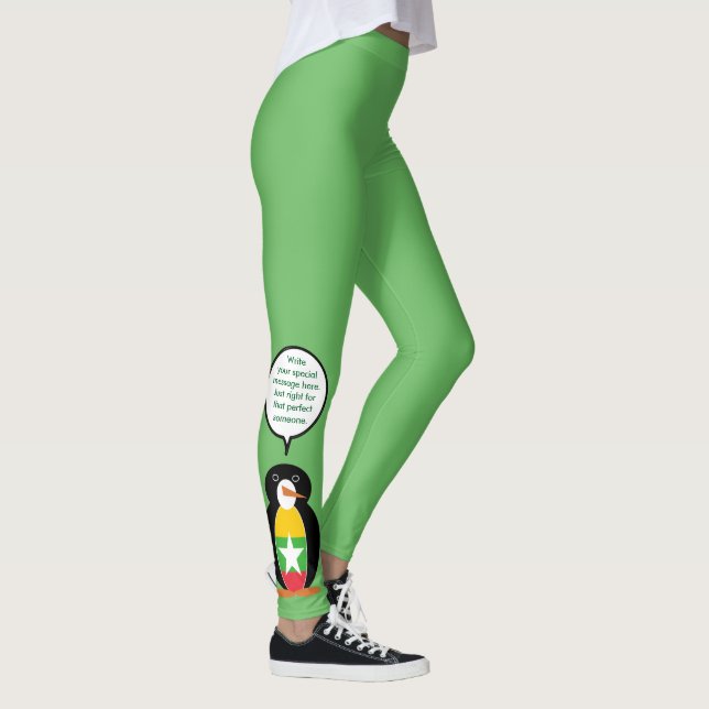 Burma Myanmar Talking Ms Penguin Personalised  Leggings (Right)