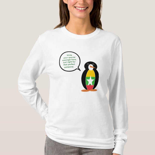 Burma Myanmar Talking Ms Penguin Personalised  T-Shirt (Front)