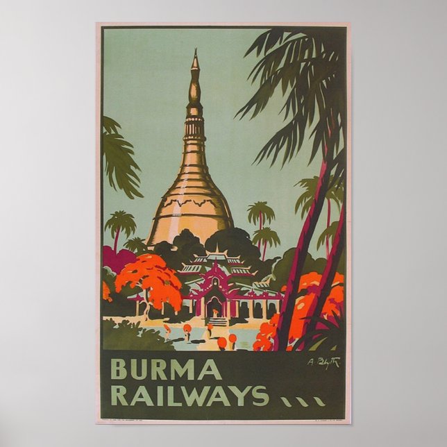 Burma Myanmar Temples | Vintage Travel Poster (Front)
