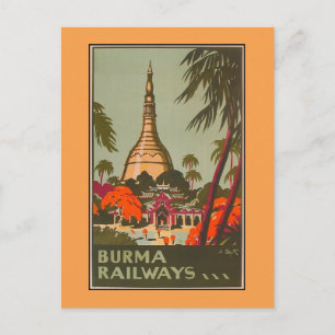Burma Myanmar Temples   Vintage Travel Poster Postcard