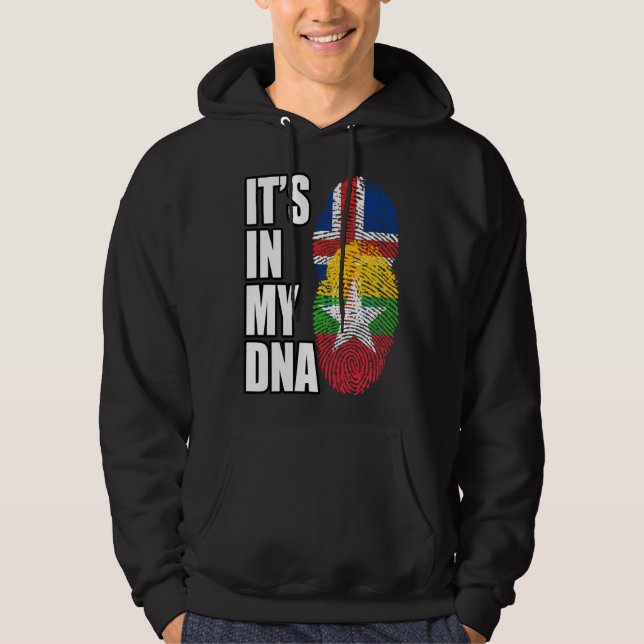 Burmese And Icelandic Mix DNA Flag Heritage Hoodie (Front)