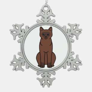 Burmese Cat Cartoon Snowflake Pewter Christmas Ornament