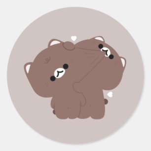 Burmese Cat Couple Classic Round Sticker