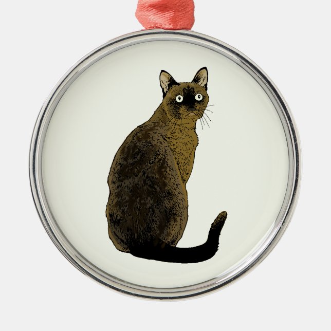 Burmese Cat Metal Tree Decoration (Front)