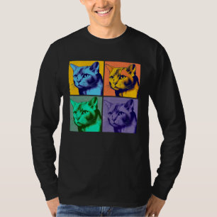 Burmese Cat Pop Illustration Colorful Animal Men   T-Shirt