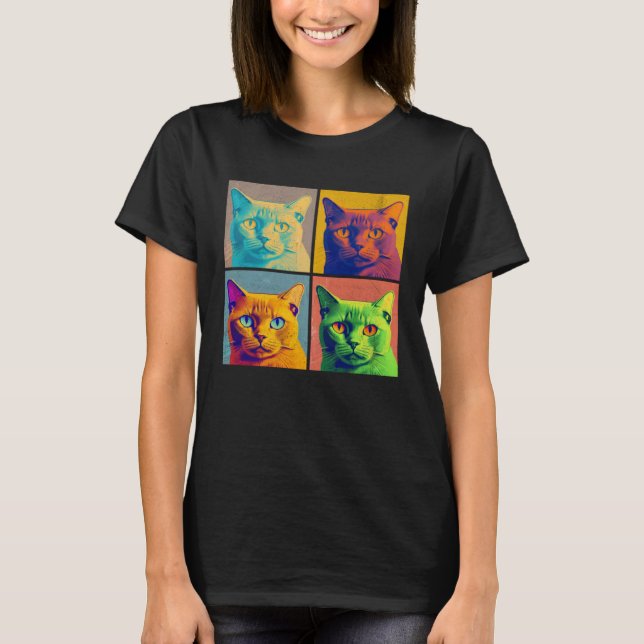 Burmese Cat Pop Illustration Colorful Animal Men T-Shirt (Front)