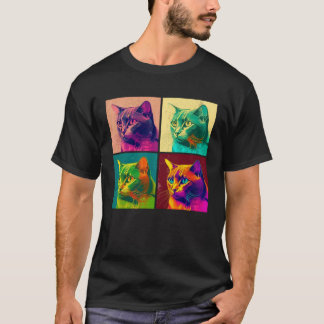 Burmese Cat Pop Illustration Colourful Animal Men T-Shirt