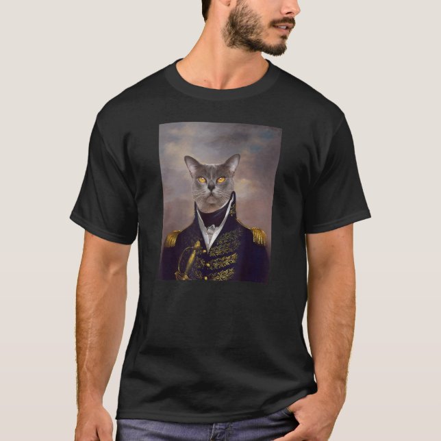 Burmese Cat Renaissance Pet Portrait Mediaeval Pai T-Shirt (Front)